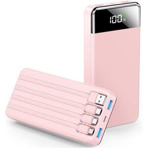 35000mAh portable charger power bank fast charging with built in cables